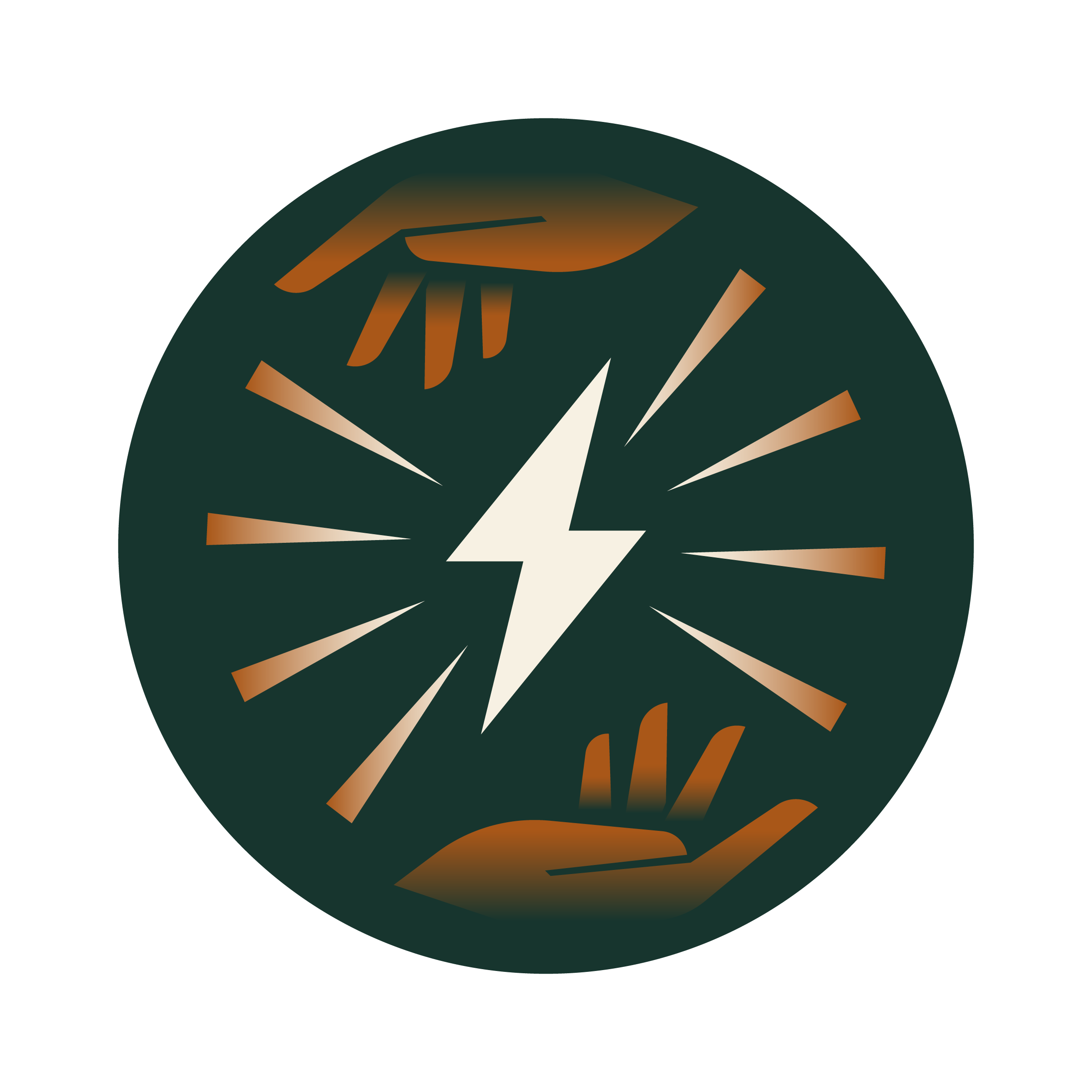 Drive icon, lightning bolt held between two hands