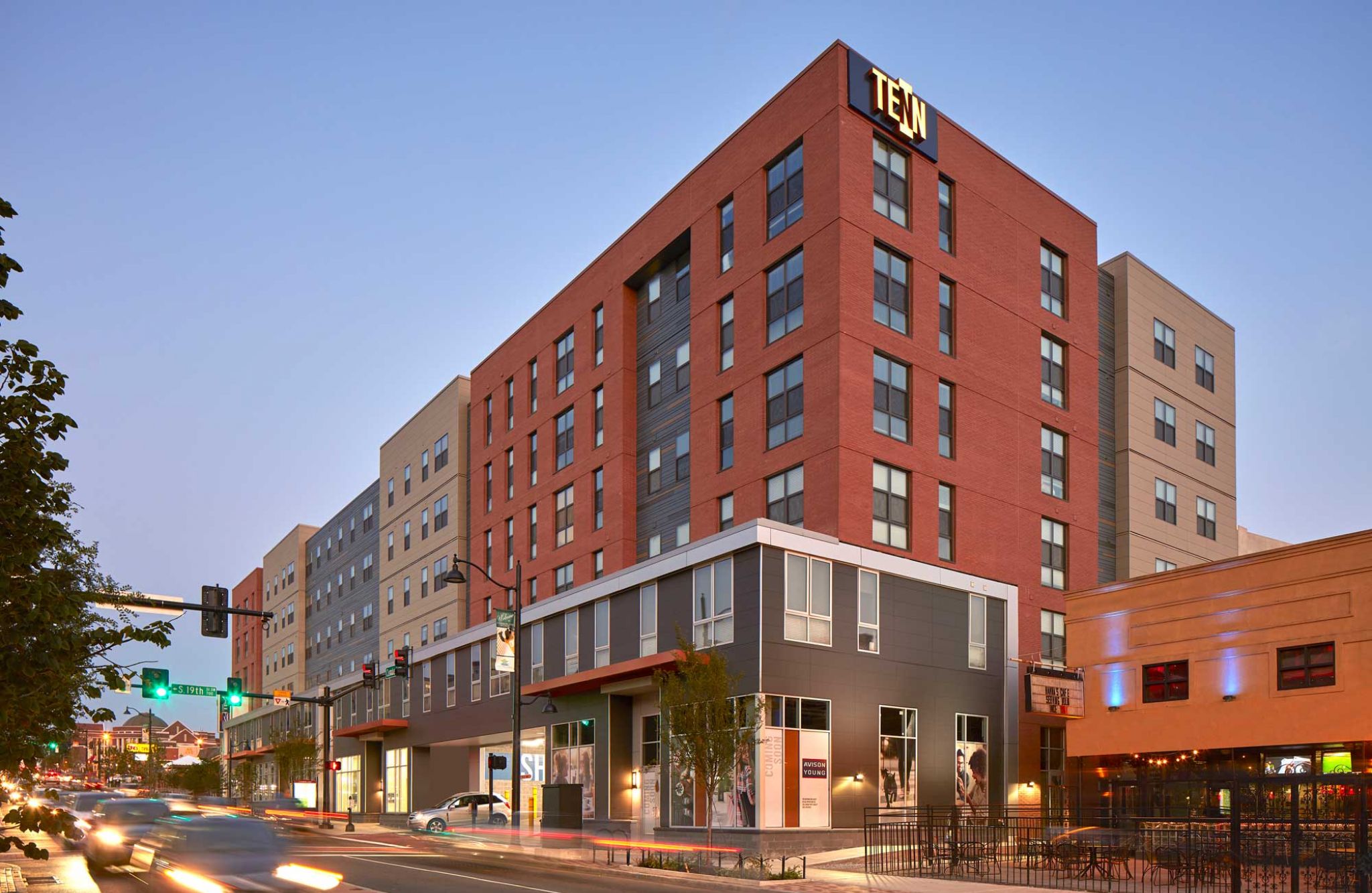 TENN student living apartments building in downtown Knoxville, TN